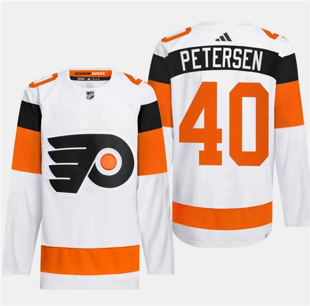 Men%27s Philadelphia Flyers #40 Cal Petersen White 2024 Stadium Series Stitched Jersey Dzhi